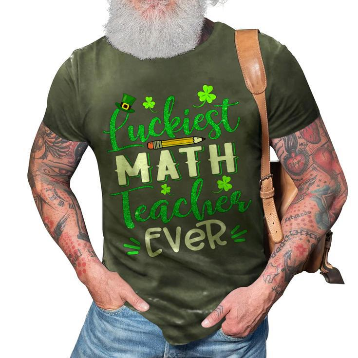 Luckiest Math Teacher Ever Funny Shamrock St Patricks Day  3D Print Casual Tshirt