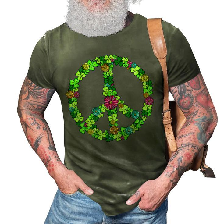 Lucky Shamrock Peace Sign St Patricks Day Hippie Clover Leaf  3D Print Casual Tshirt