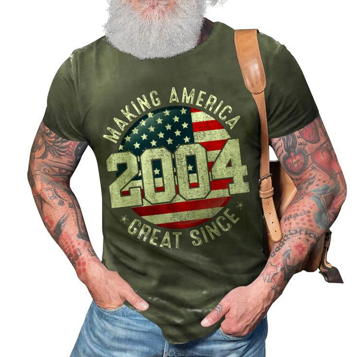Making America Great Since 2004 Usa Flag Retro 18Th Birthday  3D Print Casual Tshirt