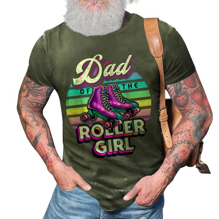 Mens Dad Of Roller Girl Roller Skating Birthday Matching Family  3D Print Casual Tshirt