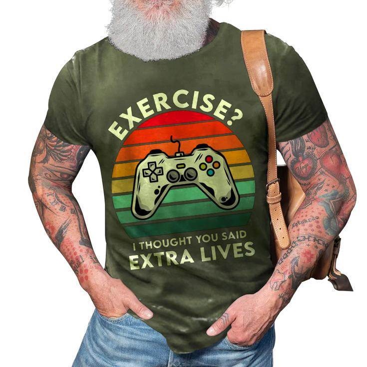Mens I Thought You Said Extra Lives Funny Video Game Vintage  3D Print Casual Tshirt