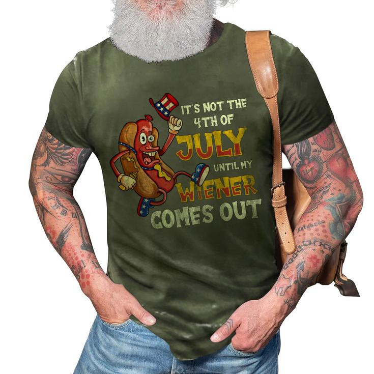Mens Its Not A Party Until My Wiener Comes Out 4Th Of July Wiener  3D Print Casual Tshirt