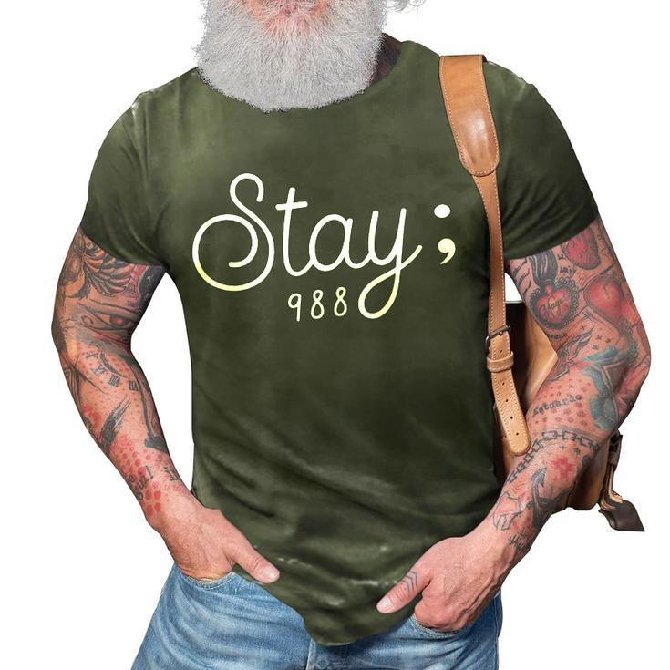 Mens World Suicide Prevention Awareness Day Stay 988  3D Print Casual Tshirt
