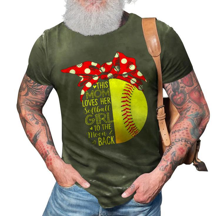 Mom Loves Her Softball Girl Baseball Bandana Mothers Day  3D Print Casual Tshirt