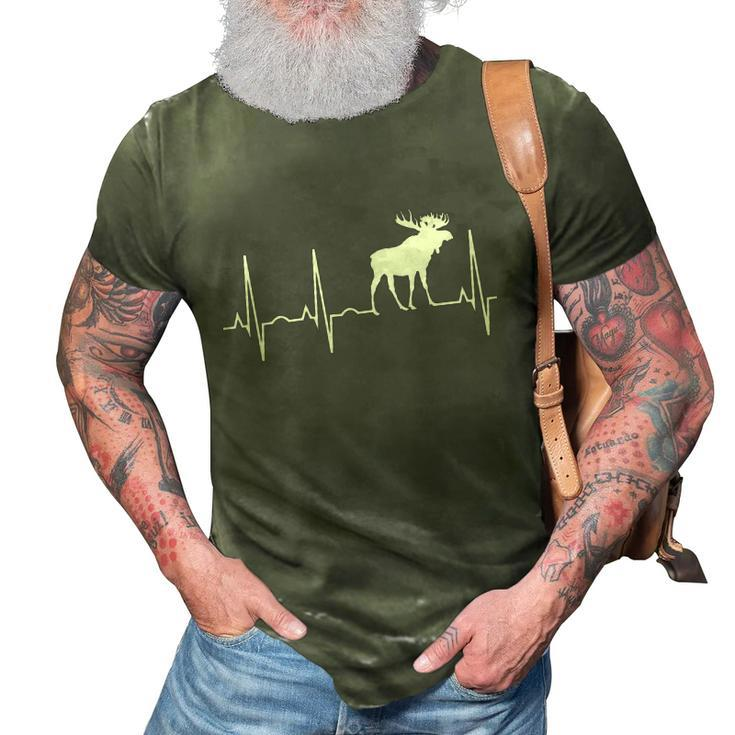 Moose Gift Moose Lover Gift Funny Gift Moose Heartbeat Gift 3D Print Casual Tshirt