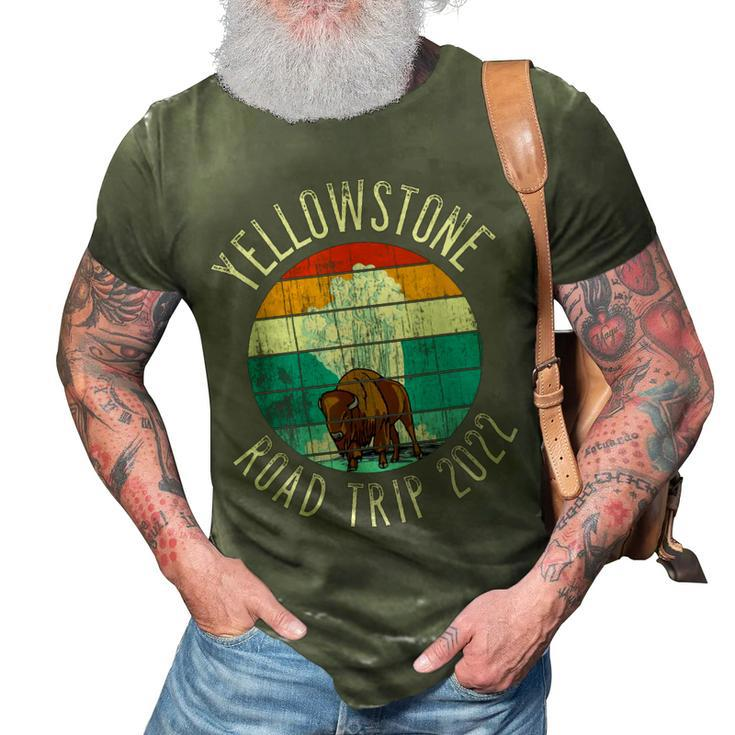 Old Faithful Geyser Bison Yellowstone Road Trip 2022  3D Print Casual Tshirt
