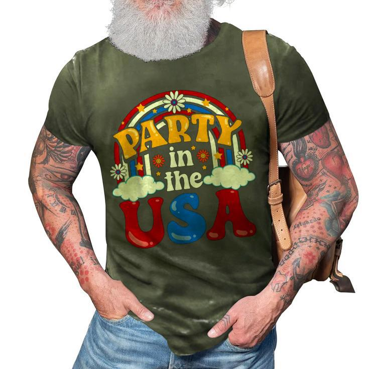 Party In The Usa Vintage Daisy Flowers 4Th Of July Patriotic  3D Print Casual Tshirt