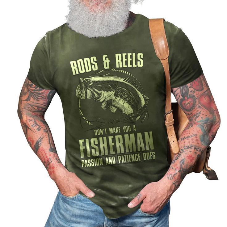 Passion & Patience Makes You A Fisherman 3D Print Casual Tshirt