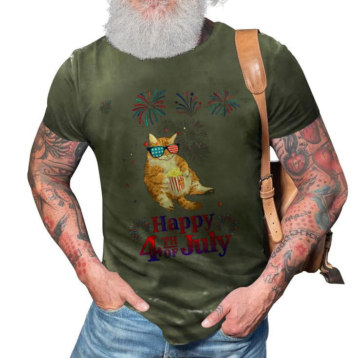 Patriotic Cat  Happy 4Th Of July  3D Print Casual Tshirt