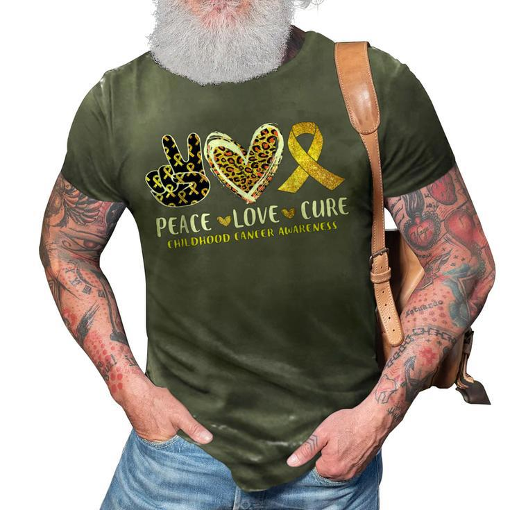 Peace Love Cure Childhood Cancer Awareness Leopart Heart  V6 3D Print Casual Tshirt