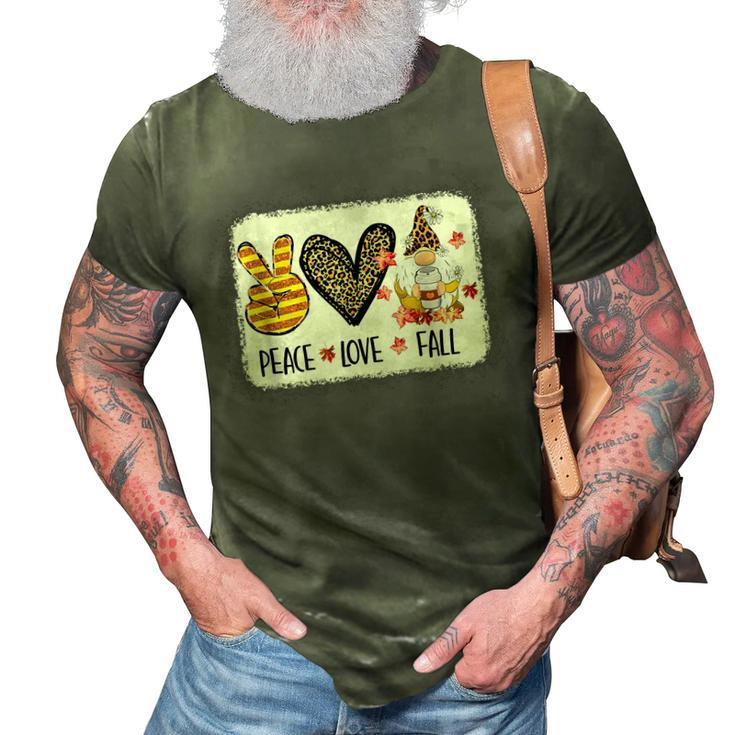 Peace Love Fall Hello Fall Autumn Leopard Print Gnome Lover  3D Print Casual Tshirt