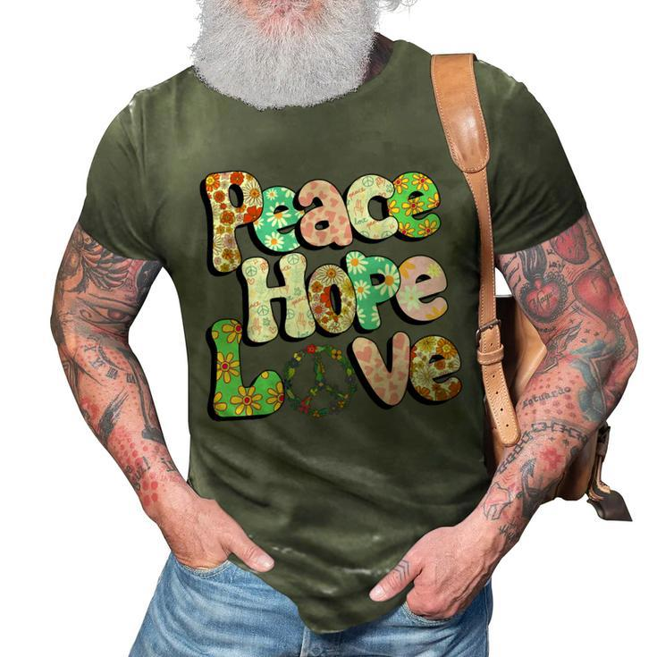Peace Sign Love 60S 70S Tie Dye Hippie Halloween Costume  V3 3D Print Casual Tshirt