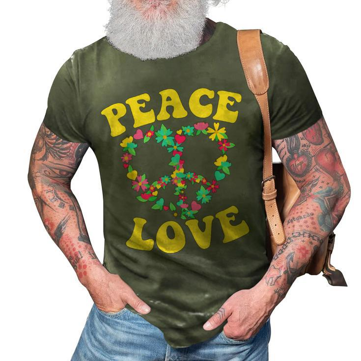 Peace Sign Love 60S 70S Tie Dye Hippie Halloween Costume  V7 3D Print Casual Tshirt