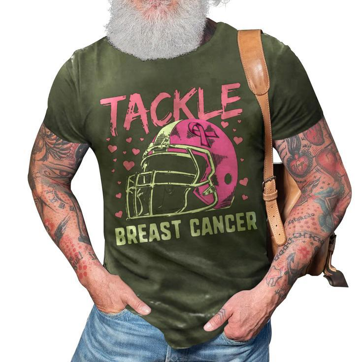 Pink Football Helmet  Men Boys Tackle Breast Cancer  3D Print Casual Tshirt