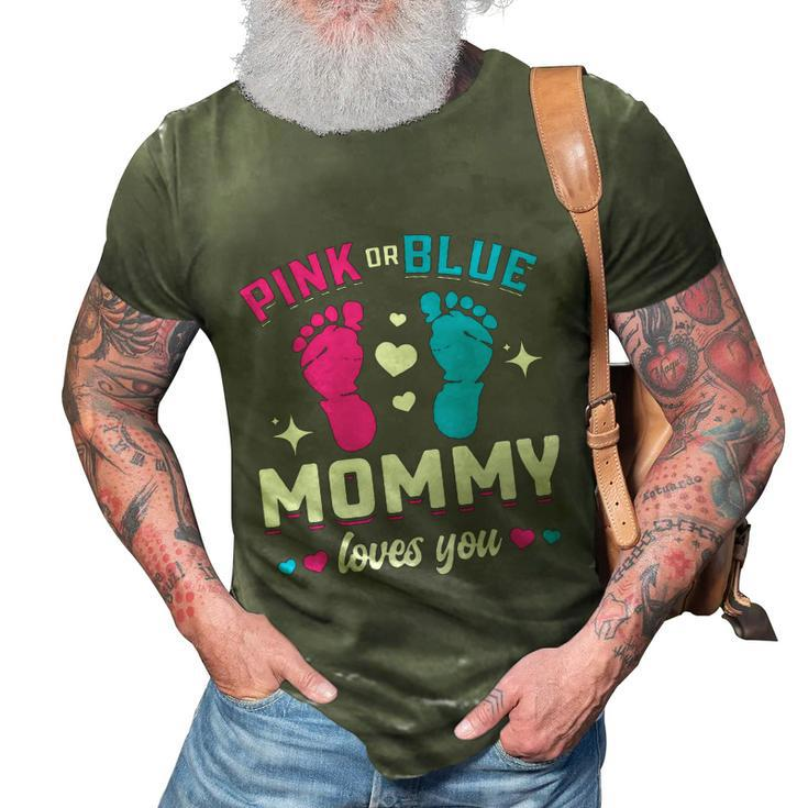 Pink Or Blue Mommy Loves You Gender Reveal Baby Gift 3D Print Casual Tshirt
