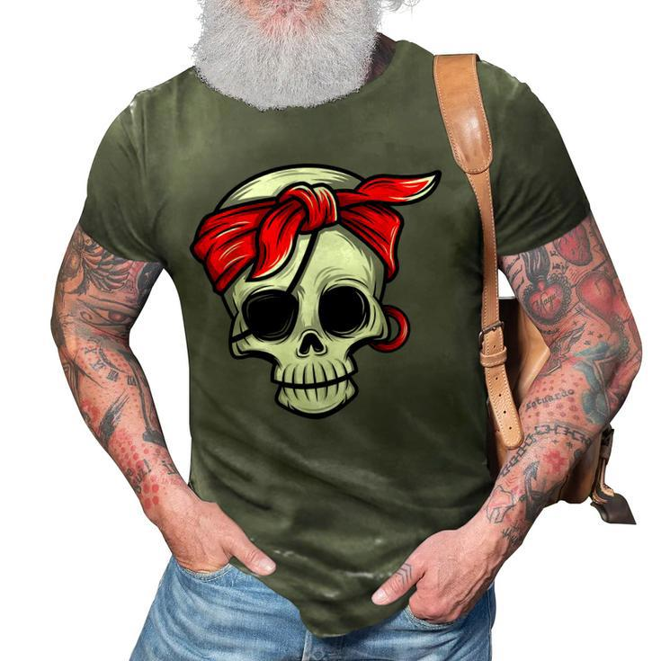Pirate Dead With Eye Patch Red Bandana Halloween Diy Costume  3D Print Casual Tshirt
