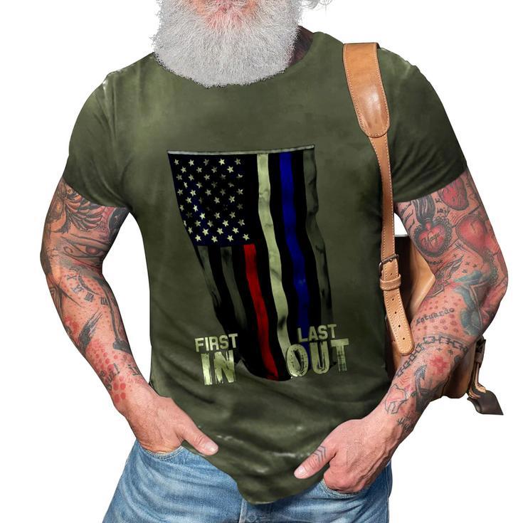 Police Fire Ems First Responder American Flag 3D Print Casual Tshirt