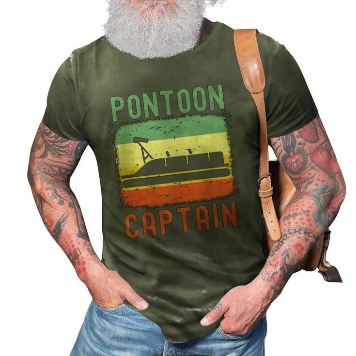 Pontoon Captain Retro Vintage Funny Boat Lake Outfit 3D Print Casual Tshirt
