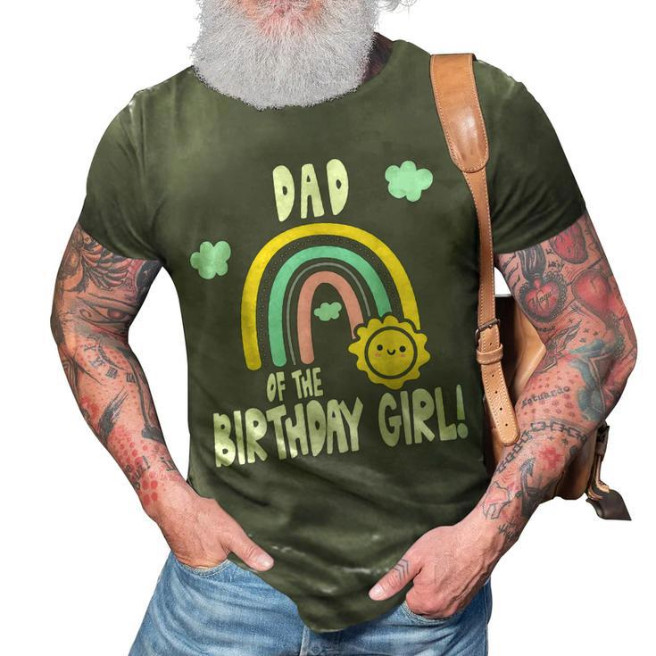 Rainbows & Sunshine Party Dad Of The Birthday Girl  3D Print Casual Tshirt