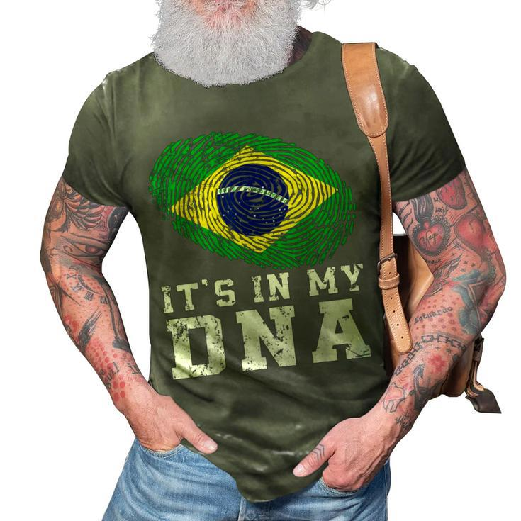 Retro Its In My Dna Brazil Flag Patriotic  3D Print Casual Tshirt