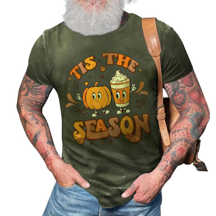 Retro Tis The Season Pumpkin Spice Fall Vibes Thanksgiving  3D Print Casual Tshirt