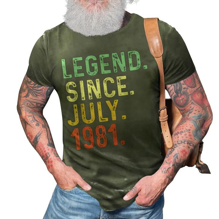 Retro Vintage Legend Epic Since July 1981 Birthday  3D Print Casual Tshirt