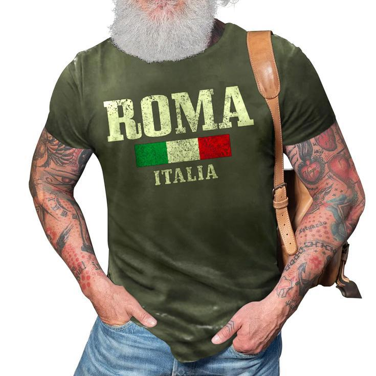 Rome Italy Roma Italia Vintage Italian Flag  3D Print Casual Tshirt