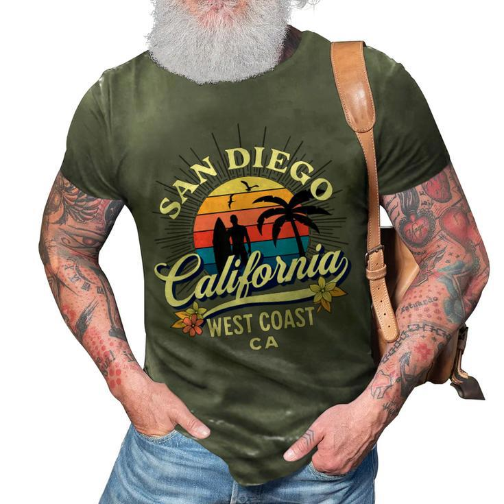San Diego California Beach Surf Summer Vacation Vintage  V3 3D Print Casual Tshirt