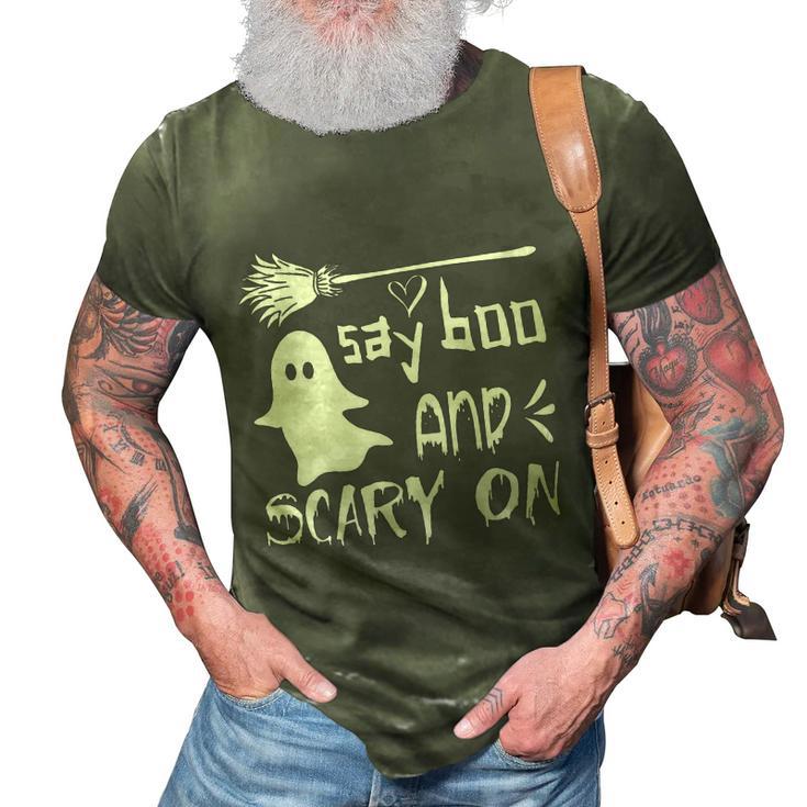 Say Boo And Scary On Halloween Quote 3D Print Casual Tshirt