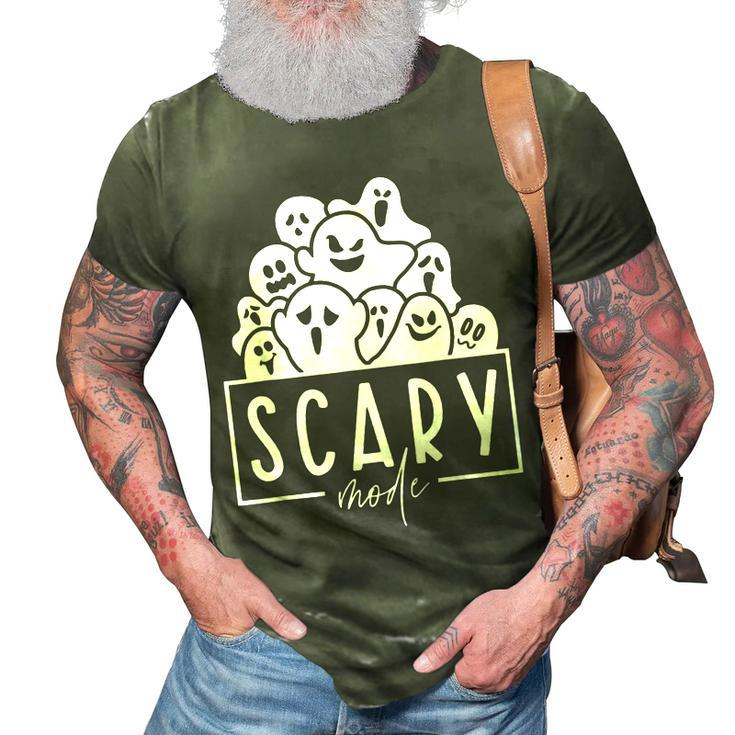 Scary Mode Boo Crew Ghost Spooky Vibes Funny Halloween  3D Print Casual Tshirt