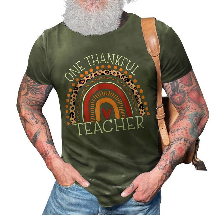 Teacher Thanksgiving - Leopard Rainbow One Thankful Teacher  3D Print Casual Tshirt