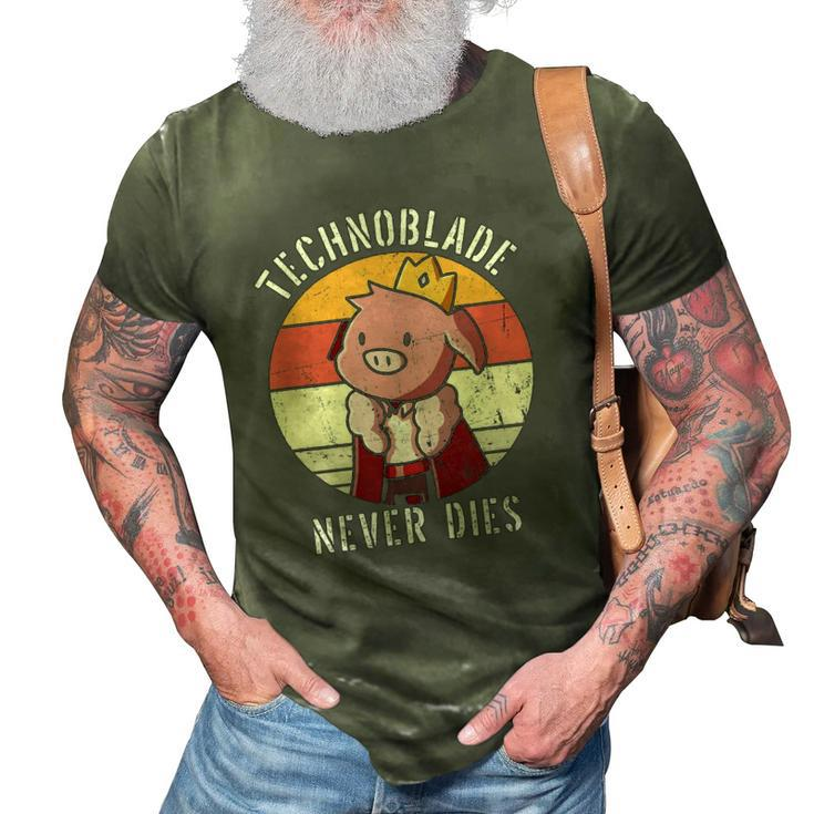 Technoblade Pig Rip Technoblade Agro Technoblade Never Dies Gift 3D Print Casual Tshirt