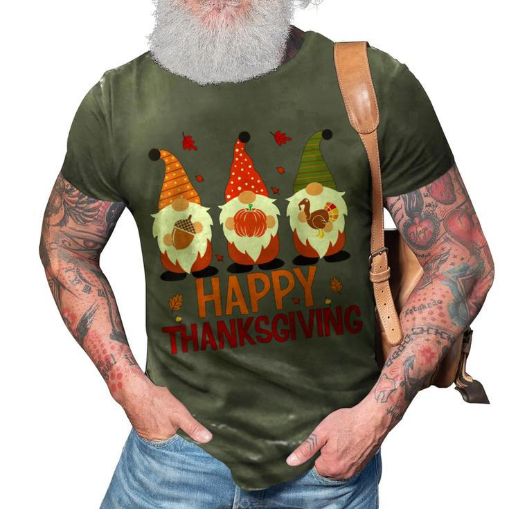Three Gnomes Happy Thanksgiving Autumn Fall Pumpkin Spice  V2 3D Print Casual Tshirt