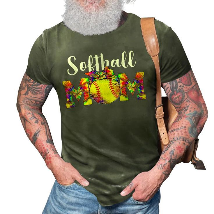 Tie Dye Softball Mom  Softball Game Day Vibes Mothers Day  3D Print Casual Tshirt
