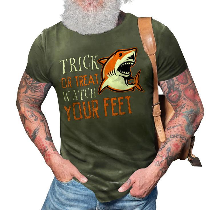 Trick Or Treat Shark Watch Your Feet Halloween  3D Print Casual Tshirt