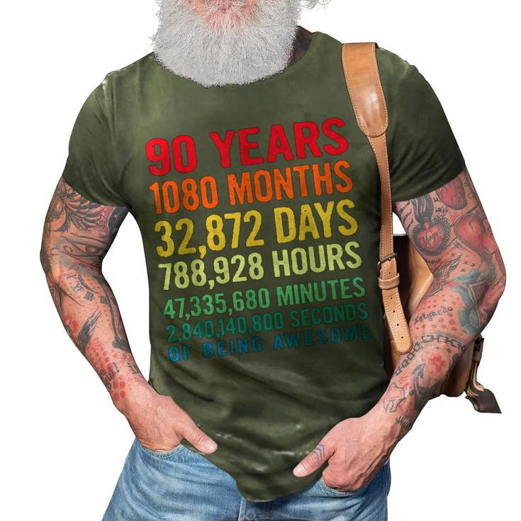 Vintage 90 Years Of Being Awesome Unique 90Th Birthday Gifts  3D Print Casual Tshirt
