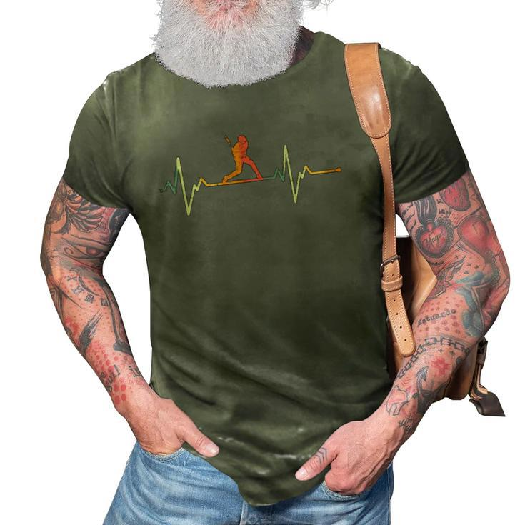 Vintage Baseball Player Gift Heartbeat Baseball 3D Print Casual Tshirt