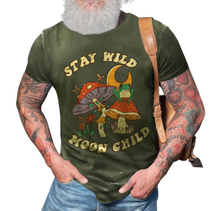 Vintage Retro Stay Wild Moon Child Frog Mushroom Hippie  3D Print Casual Tshirt