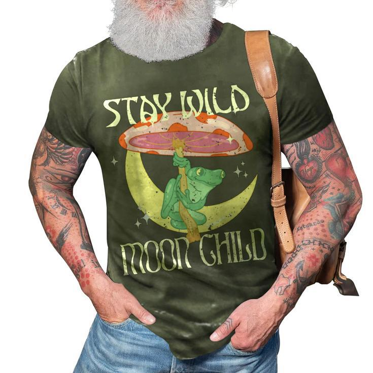 Vintage Retro Stay Wild Moon Child Frog Peace Love Hippie  3D Print Casual Tshirt