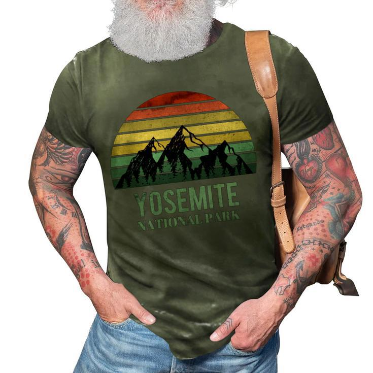 Vintage Retro Yosemite National Park Mountain California   V2 3D Print Casual Tshirt