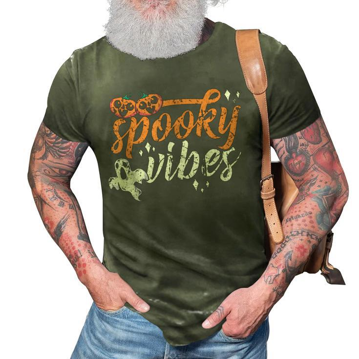 Vintage Spooky Vibes Halloween Novelty Graphic Art Design  3D Print Casual Tshirt