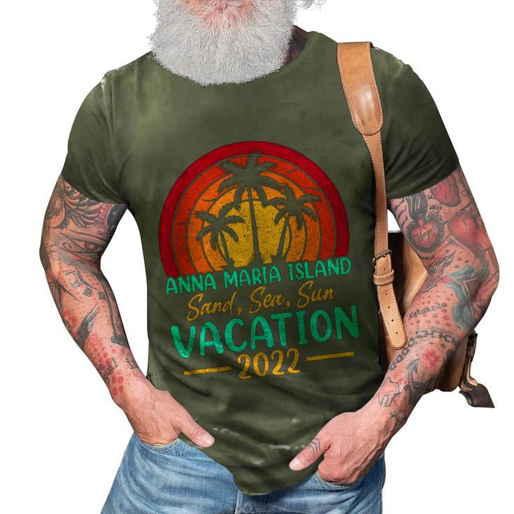 Vintage Sunset Summer Vacation 2022 Anna Maria Island Beach Cool Gift 3D Print Casual Tshirt