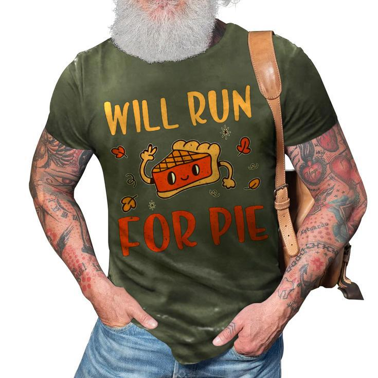 Will Run For Pie Pumpkin Funny Thanksgiving  3D Print Casual Tshirt