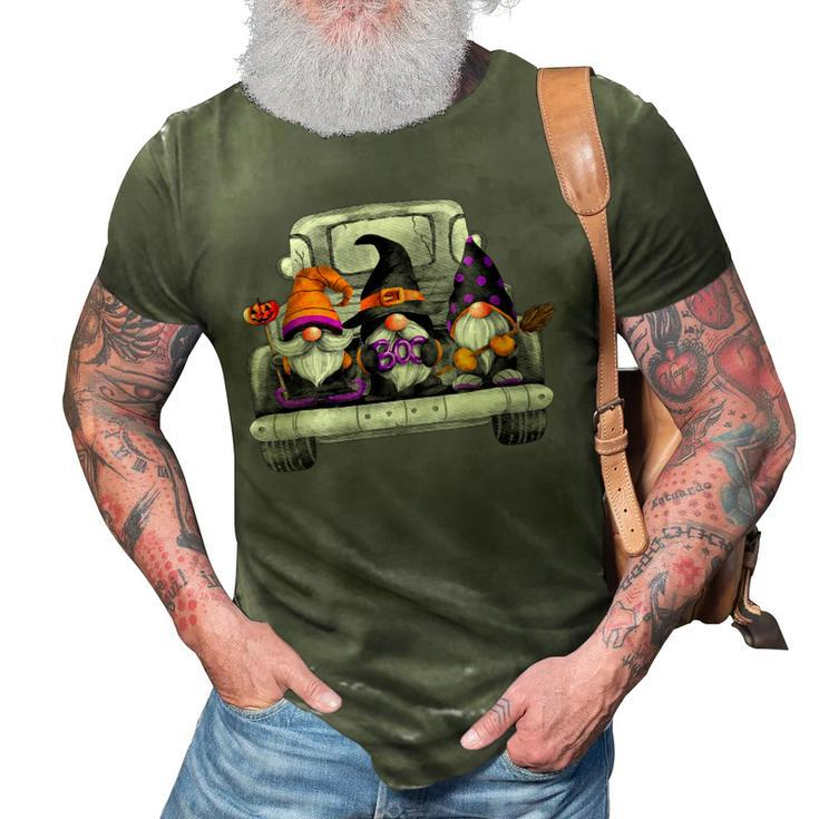 Womens Halloween Truck Drive Gnomes Witch Broom Hat Pumpkin Costume  3D Print Casual Tshirt