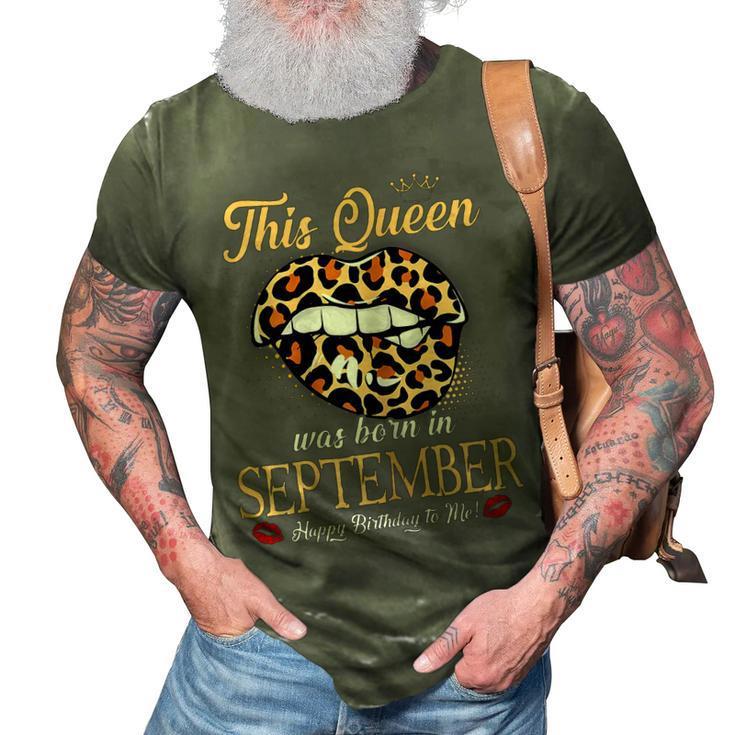Womens September Birthday Leopard Its My Birthday September Queen  3D Print Casual Tshirt