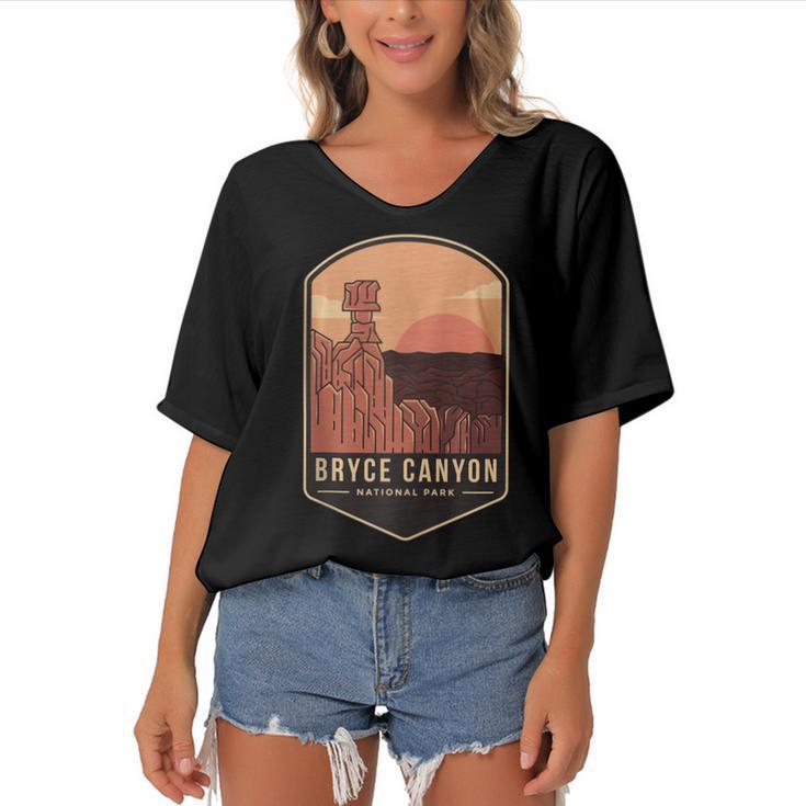 1928 Bryce Canyon National Park Utah  Women's Bat Sleeves V-Neck Blouse