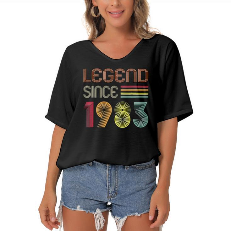39 Year Old Gifts Legend Since 1983 39Th Birthday Retro Women's Bat Sleeves V-Neck Blouse