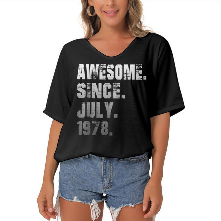 44 Year Old Awesome Since July 1978 Gifts 44Th Birthday  Women's Bat Sleeves V-Neck Blouse