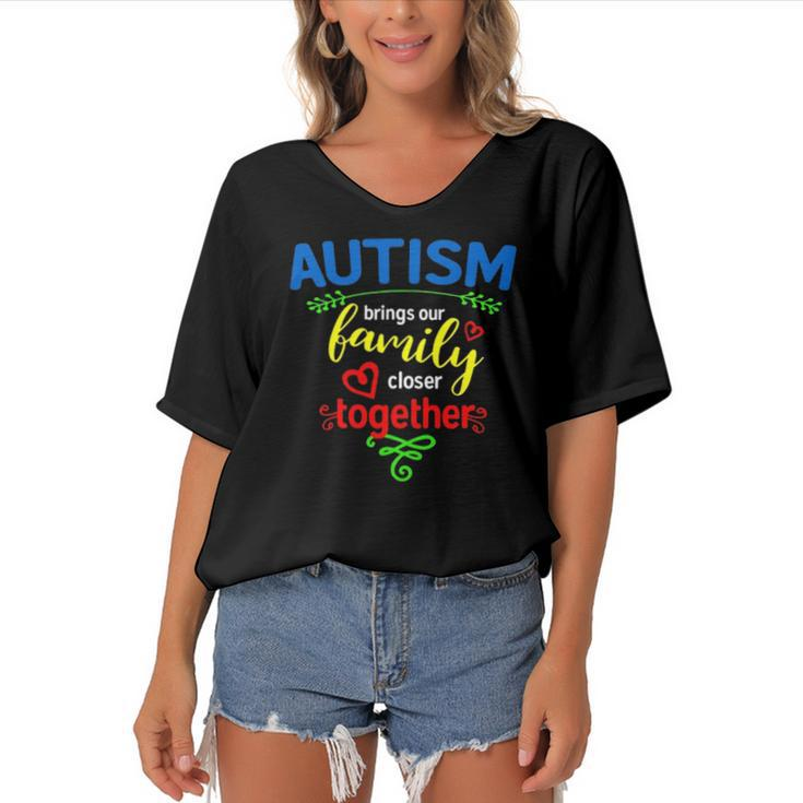 Autism  For Family &8211 Autism Awareness Women's Bat Sleeves V-Neck Blouse
