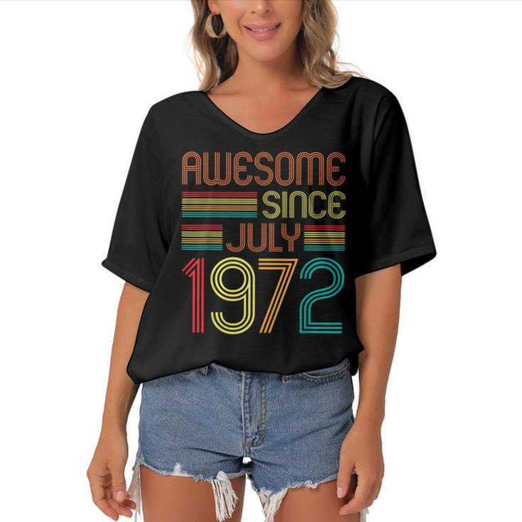 Awesome Since July 1972 Vintage 50Th Birthday 50 Years Old  Women's Bat Sleeves V-Neck Blouse